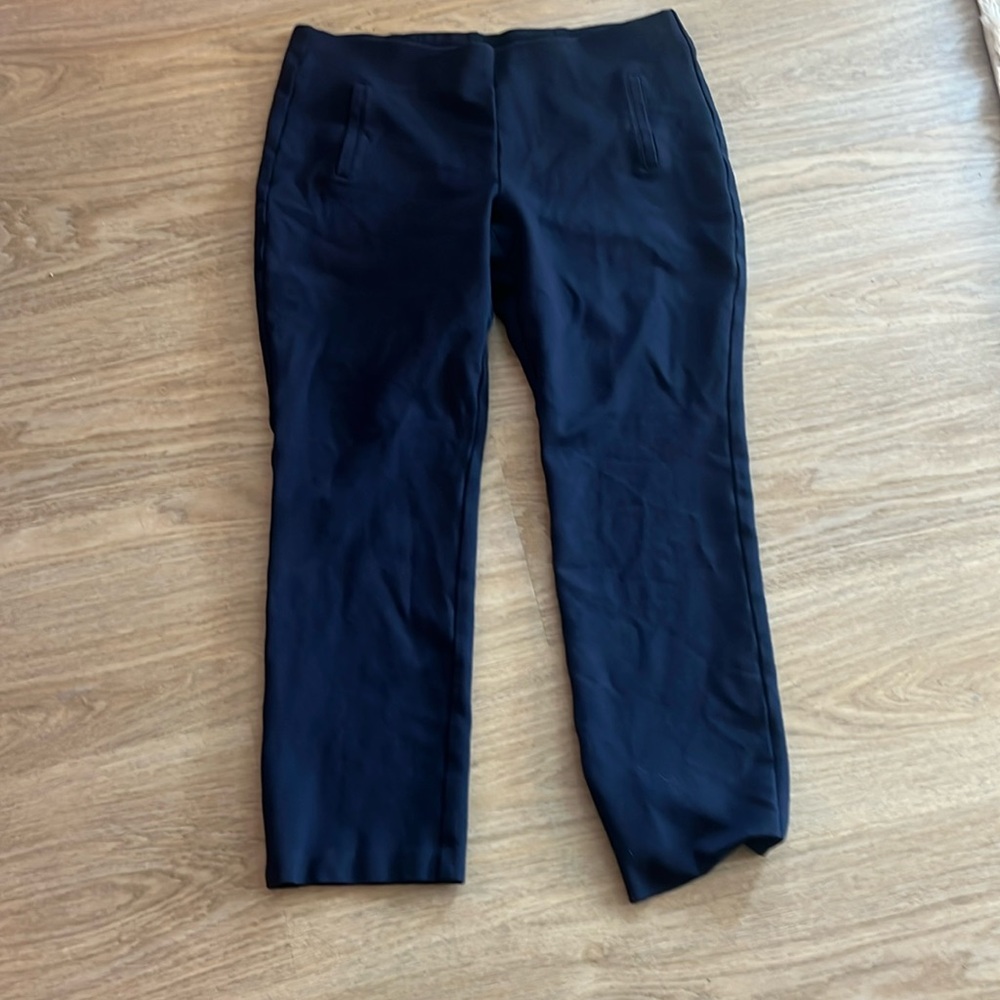 Chicos Pants Womens Large 2 Regular Dark Blue Ponte Knit Pull On Stretchy